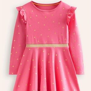 Boden Pink Dress with Gold Stars